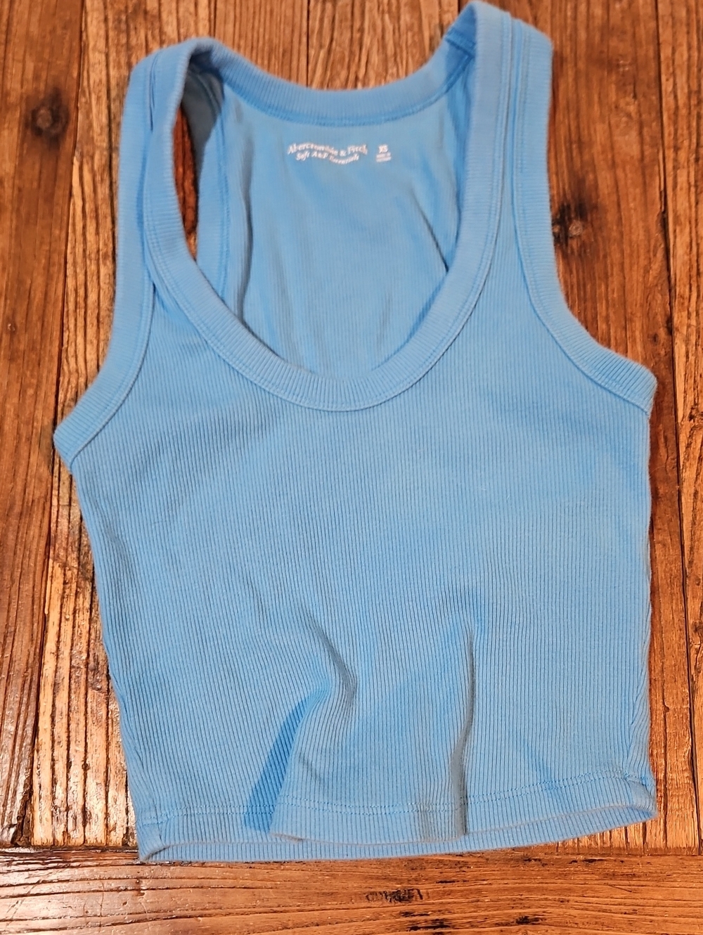 Abercrombie & Fitch Blue Ribbed Tank Top XS 95% Cotton